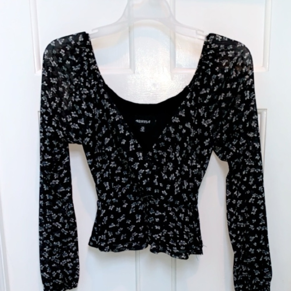 4SI3NNA Black Floral Blouse